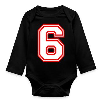 COOL RETRO STYLE SHIRT NUMBER SIX 6 LUCKY NUMBER - Organic Longsleeve Baby Bodysuit - black - Front