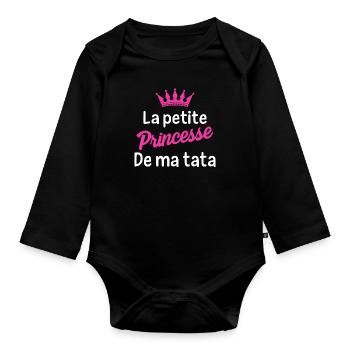 Bébé body la petite princesse de ma tata - Body Bébé bio manches longues - noir - Devant