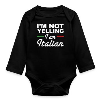 Je ne crie pas je suis italien - Italiens - Body Bébé bio manches longues - noir - Devant