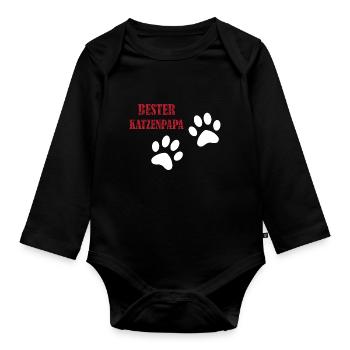 Katzenpapa - Baby Bio-Langarm-Body - Schwarz - Vorne