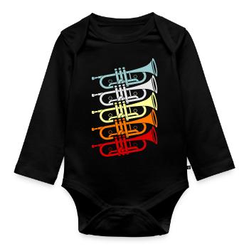 Trompete - Baby Bio-Langarm-Body - Schwarz - Vorne