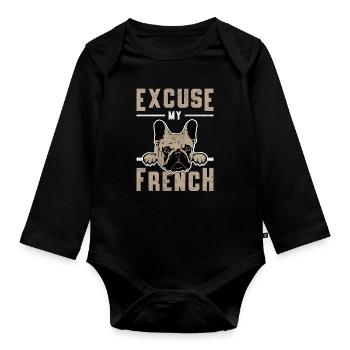 Chien chien chien de chien vintage cadeau - Body Bébé bio manches longues - noir - Devant