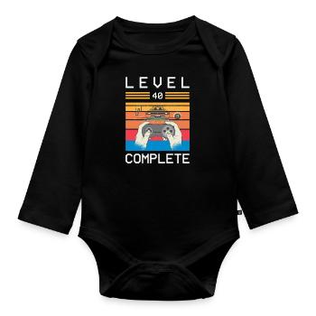 Rétro Gamer Gifts 40.Anniversaire Niveau 40 Complete - Body Bébé bio manches longues - noir - Devant