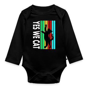 Chat Chat Ami Chat Visage Pet Cadeau - Body Bébé bio manches longues - noir - Devant