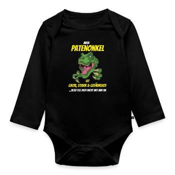 Patenonkel Patentante Patenkind Taufpate Taufpatin - Baby Bio-Langarm-Body - Schwarz - Vorne