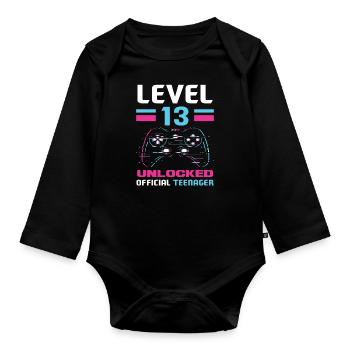 13ème anniversaire adolescent adolescent gamer - Body Bébé bio manches longues - noir - Devant