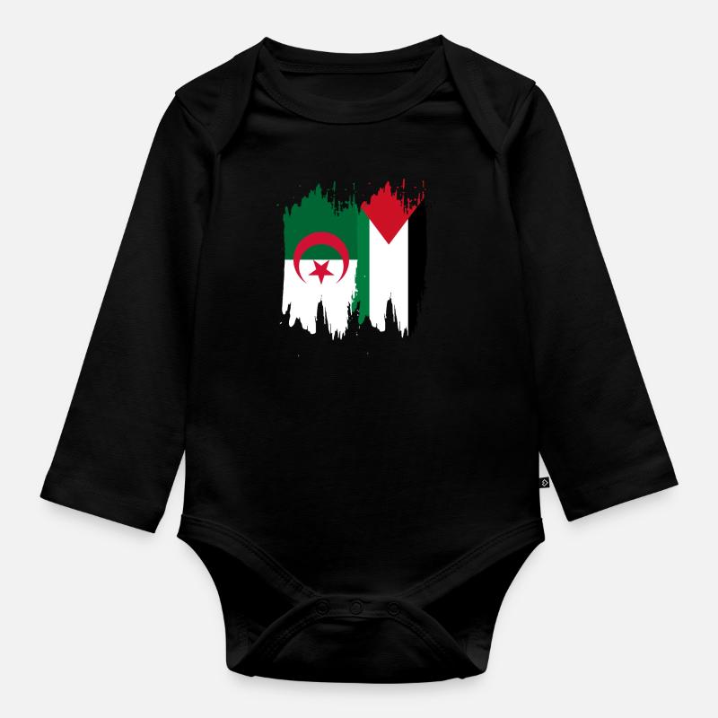 algérie & Palestine - Body Bébé bio manches longues - noir