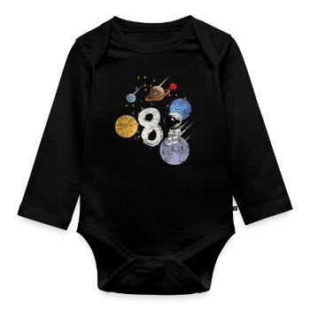 Fils Fille 8ème anniversaire d’enfant astronaute astronaute - Body Bébé bio manches longues - noir - Devant