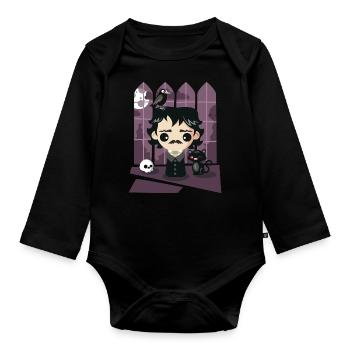 Ein damned Poe-t es Haus - Baby Bio-Langarm-Body - Schwarz - Vorne