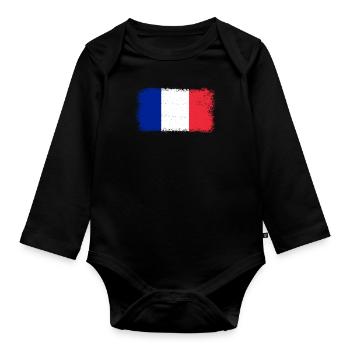 France france flag - Body Bébé bio manches longues - noir - Devant