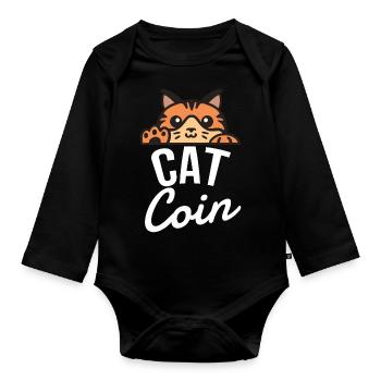Cryptomonnaie Cat Coin - Body Bébé bio manches longues - noir - Devant