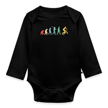 BMX Biker Evolution | Rétro rétro - Body Bébé bio manches longues - noir - Devant