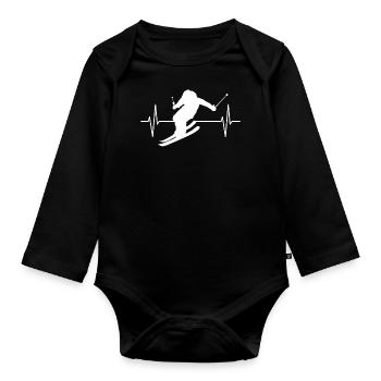 Ski skier ligne ECG ski ski cadeau - Body Bébé bio manches longues - noir - Devant