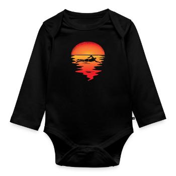 Natation nageur sort amusant - Body Bébé bio manches longues - noir - Devant