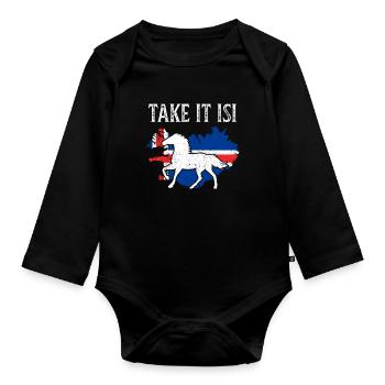 Islandpferd - Baby Bio-Langarm-Body - Schwarz - Vorne