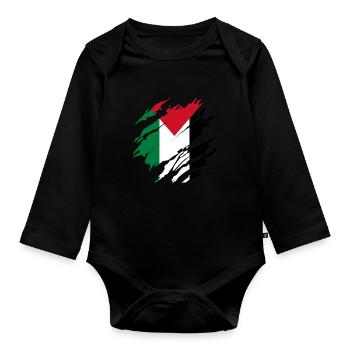 Gaza Strip Palestine Palestinian Flag - Organic Longsleeve Baby Bodysuit - black - Front