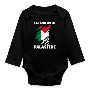 Palestinian Flag I Stand With Palestine - Organic Longsleeve Baby Bodysuit - black - Front