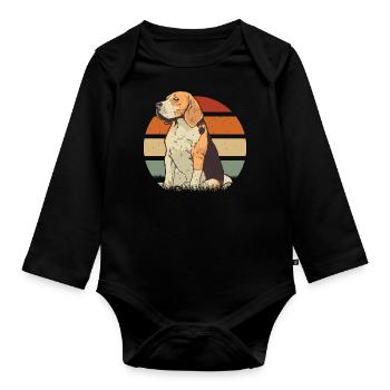Beagle Dessin Beagle Chien - Body Bébé bio manches longues - noir - Devant