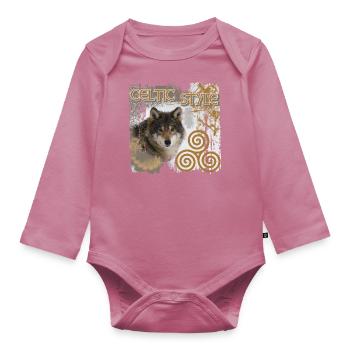 celts 9 with wolf and triskele - Organic Longsleeve Baby Bodysuit - mauve - Front