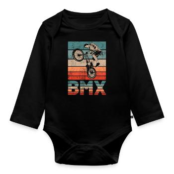BMX Rétro rétro cyclistes idée cadeau - Body Bébé bio manches longues - noir - Devant