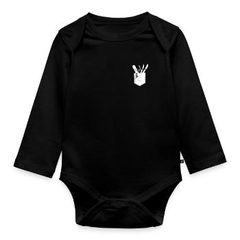 Ski Snowboard in the Pocket - Skier Snowboarder - Baby Bio-Langarm-Body - Schwarz - Vorne