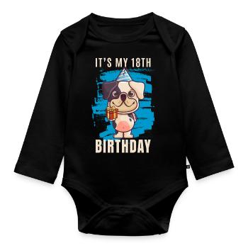 18th birthday - Organic Longsleeve Baby Bodysuit - black - Front