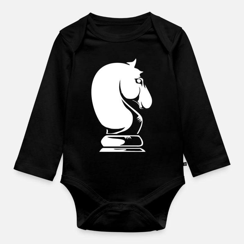 Échecs échecs cavaliers - Body Bébé bio manches longues - noir