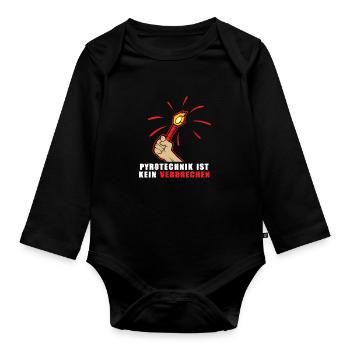 Pyrotechnik ist kein Verbrechen Pyro is no crime - Baby Bio-Langarm-Body - Schwarz - Vorne