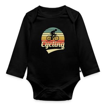 Vintage Cycling Road Bike Retro Road Bike - Organic Longsleeve Baby Bodysuit - black - Front