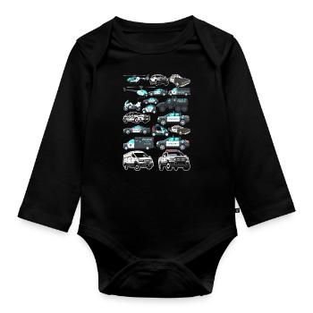 Police police car policeman - Organic Longsleeve Baby Bodysuit - black - Front