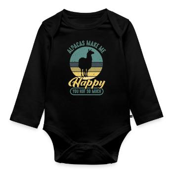 Alpacas make me happy- funny Alpaca shirt for - Baby Bio-Langarm-Body - Schwarz - Vorne