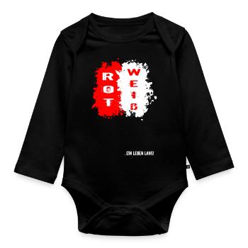 Rot Weiß - Ein Leben Lang Fußball Sport Geschenk - Baby Bio-Langarm-Body - Schwarz - Vorne