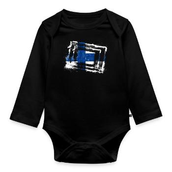 Drapeau de la Finlande - Body Bébé bio manches longues - noir - Devant