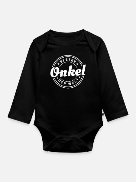 Bester Onkel der Welt | Pate Onkel Geschenkidee - Baby Bio-Langarm-Body - Schwarz