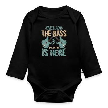 Basse guitare basse basse guitare - Body Bébé bio manches longues - noir - Devant