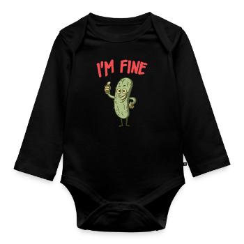 Im Fine niedliche Gurke - Baby Bio-Langarm-Body - Schwarz - Vorne