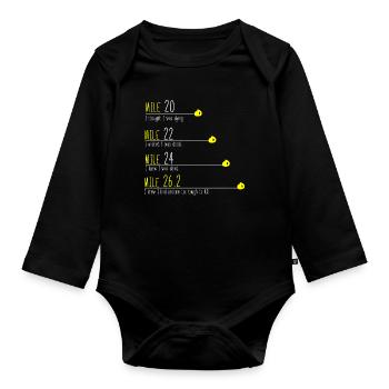 Marathon Runner Mile Gift - Organic Longsleeve Baby Bodysuit - black - Front