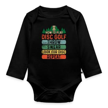 Disc Golf - Body Bébé bio manches longues - noir - Devant