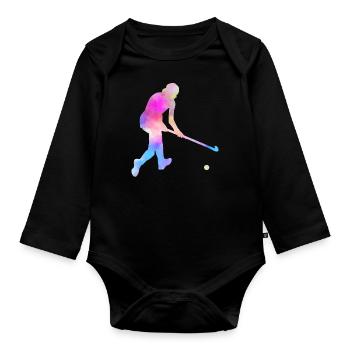 Hockey hockey de hockey cadeau de joueur équipe - Body Bébé bio manches longues - noir - Devant