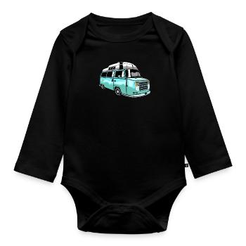 Camper Bus Caravane Bus - Body Bébé bio manches longues - noir - Devant