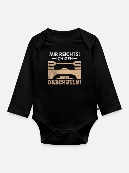 Drechseln Drechsler Drehen - Baby Bio-Langarm-Body - Schwarz
