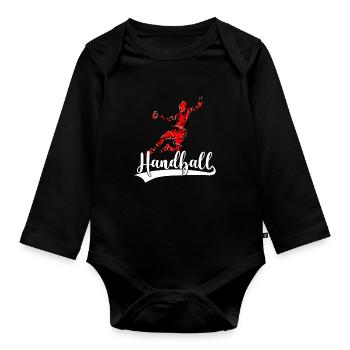 Handballer Kreisläufer Handball Handballverein - Organic Longsleeve Baby Bodysuit - black - Front