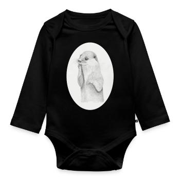 Otter Oval - Baby Bio-Langarm-Body - Schwarz - Vorne