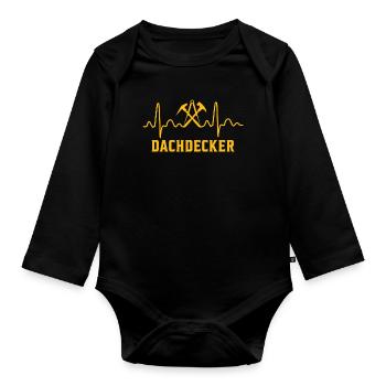 Dachdecker Beruf Herzschlag - Baby Bio-Langarm-Body - Schwarz - Vorne