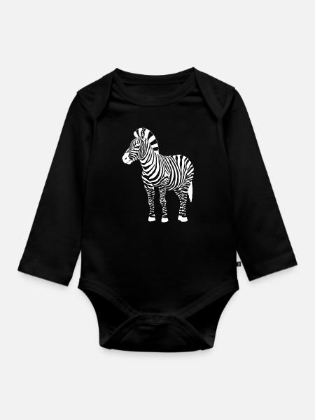 Zebra - Baby Bio-Langarm-Body - Schwarz