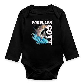 Forellen Gott - Baby Bio-Langarm-Body - Schwarz - Vorne