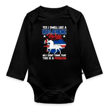 Island pferdr geschenk Cheval Pony Tölt Iceland Horse - Body Bébé bio manches longues - noir - Devant