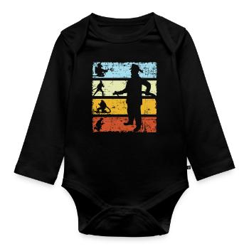 Firefighter Retro Vintage - Organic Longsleeve Baby Bodysuit - black - Front