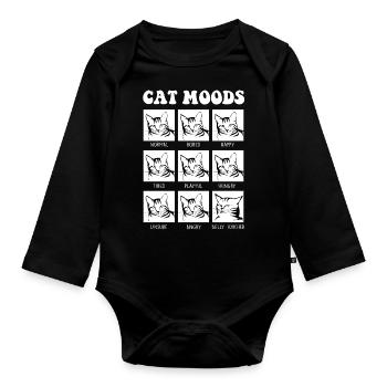 Funny cat mood cat design for - Organic Longsleeve Baby Bodysuit - black - Front