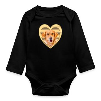 Golden Retriever - Golden Retriever Chien - Body Bébé bio manches longues - noir - Devant